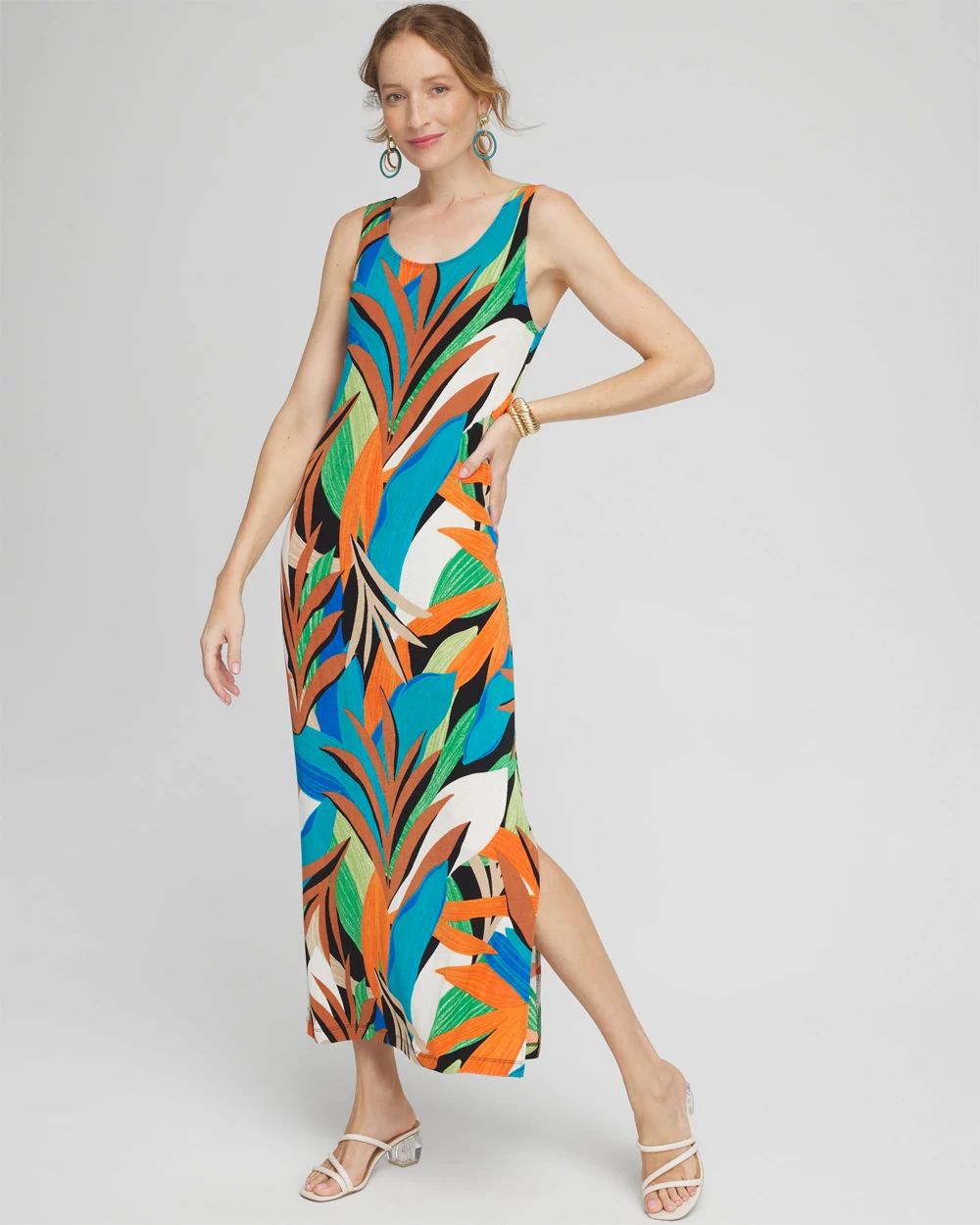 Travelers™ Palm Print Tank Dress | Chico's Travelers™ Palm Print Tank Dress | Chico's